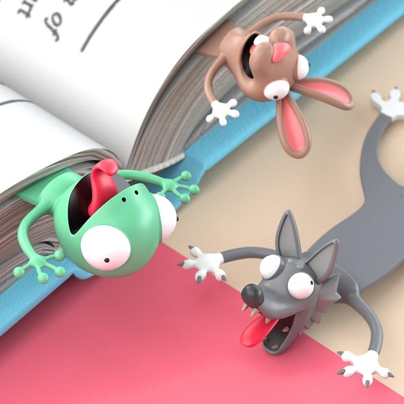 Creative 3D Bookmark Funny Animal Bookmarks Cute Cat Dog Panda Book Marker as Gift Bookmark Stationery Squashed Animals Bookmark