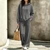 Women's Casual Hooded Sweatshirt and Pants Set with Pockets for Fall and Winter