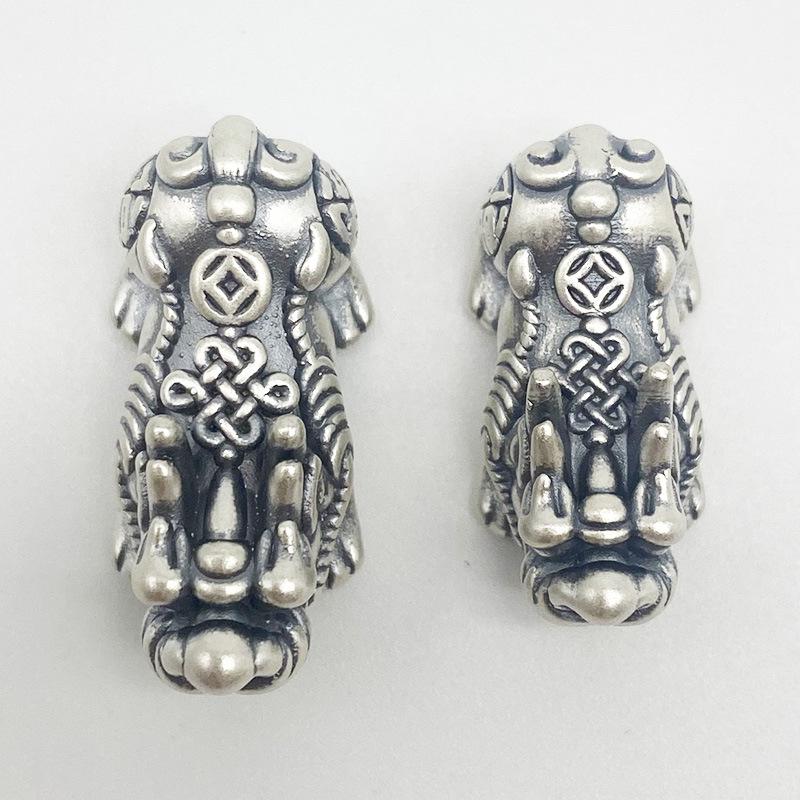 Yansheng 3D S999 Sterlingsilber Pixiu Anhänger Charm Halskette & Armband DIY Set zum Anziehen von Reichtum