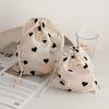 1pc Women's Drawstring Pouch - Beige & Black Heart Pattern Makeup Bag,Large Capacity Travel Organizer with Closure for Cosmetics