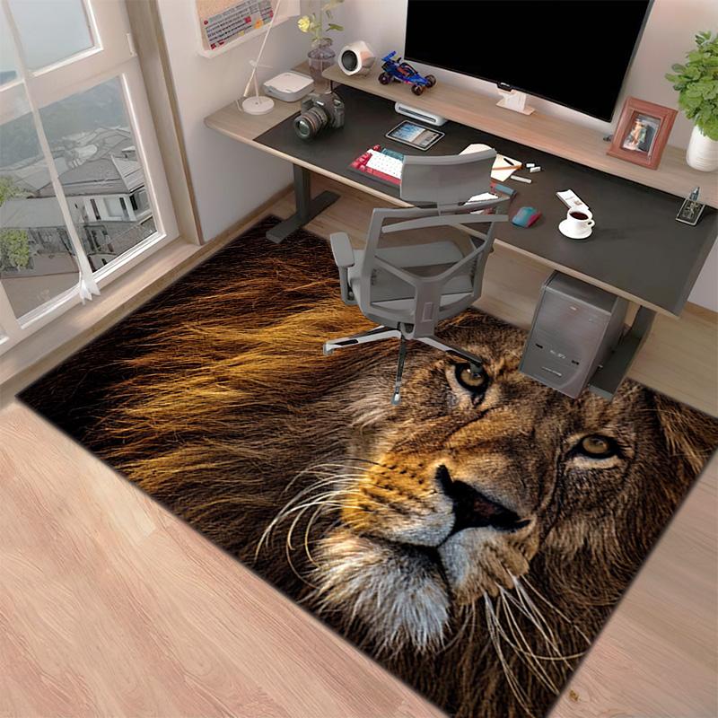 1PC Lion pattern printed Carpet Rug for Living Room Bedroom Home Sofa Decoration,Non-slip Floor Mat Floor mat
