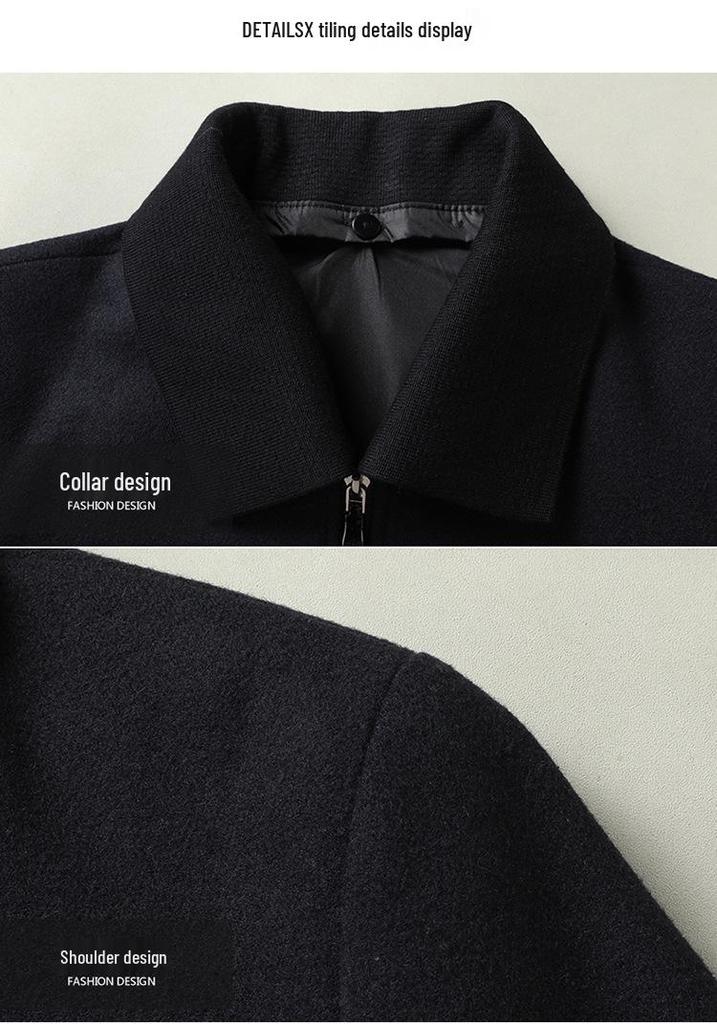 2026 Men's Plus Size Detachable Collar Wool Jacket - Autumn/Winter Casual Overcoat