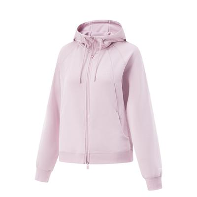 Li Ning Fitness Series Fashion Casual Reißverschluss Kapuzenjacke Letter Raglan Langarm Jacke Damenjacken Nude-Pink AWDV412-3
