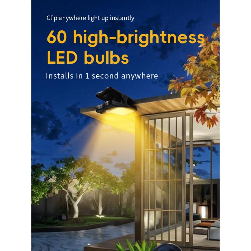 Solar Emergency Light Multifunctional Clamp Type Tent Light Portable Infrared Induction Automatic Sensing for Camping Picnicking