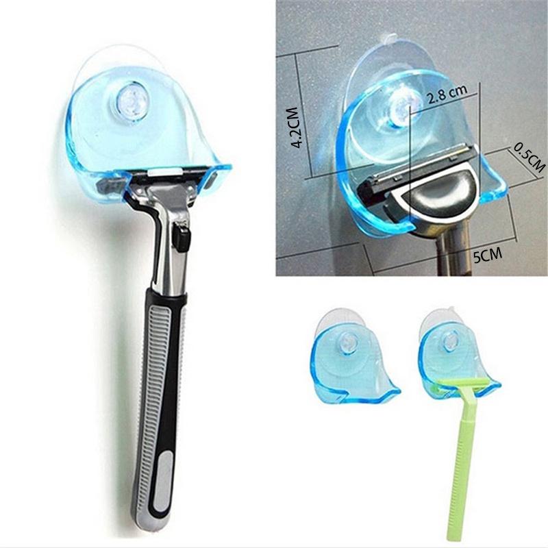 1 soporte para maquinilla de afeitar azul para baño, con ventosa.