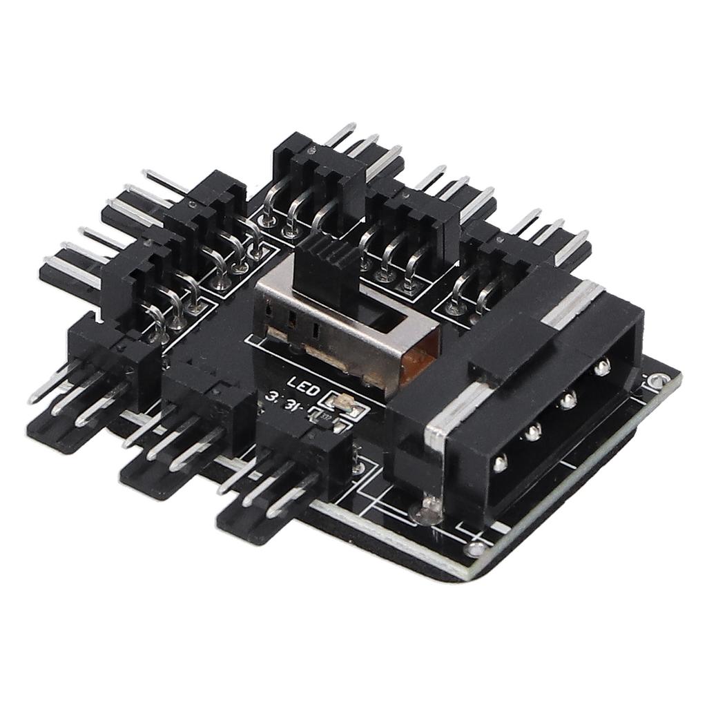 Computer Fan Hub Splitter 8‑Way Speed Controller 3 Pin Extension Cable Big 4 Pin Interface