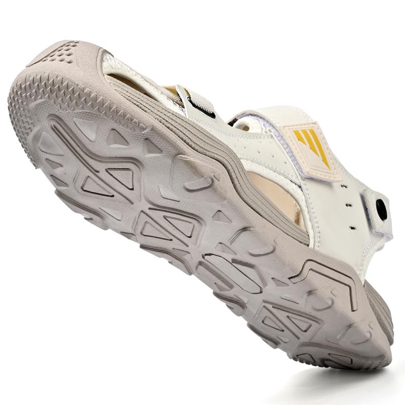 Sommer Herren Leder Strandsandalen Hohle Zehenkappe Outdoor Sportschuhe Handgefertigte Mesh Schuhe