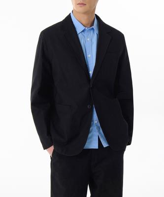 Back Satin Out Pocket Blazer [Black]