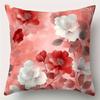 Romantic Pink & Red Floral Pillowcase - Watercolor Flower Print Pillow Cover for Sofa Bedroom Living Room