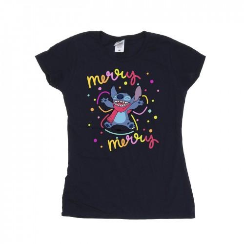 

Disney Womens/Ladies Lilo & Stitch Merry Rainbow Cotton T-Shirt XXL білий
