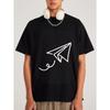 White T Shirt with Paper Plane Graphic for Casual Wear