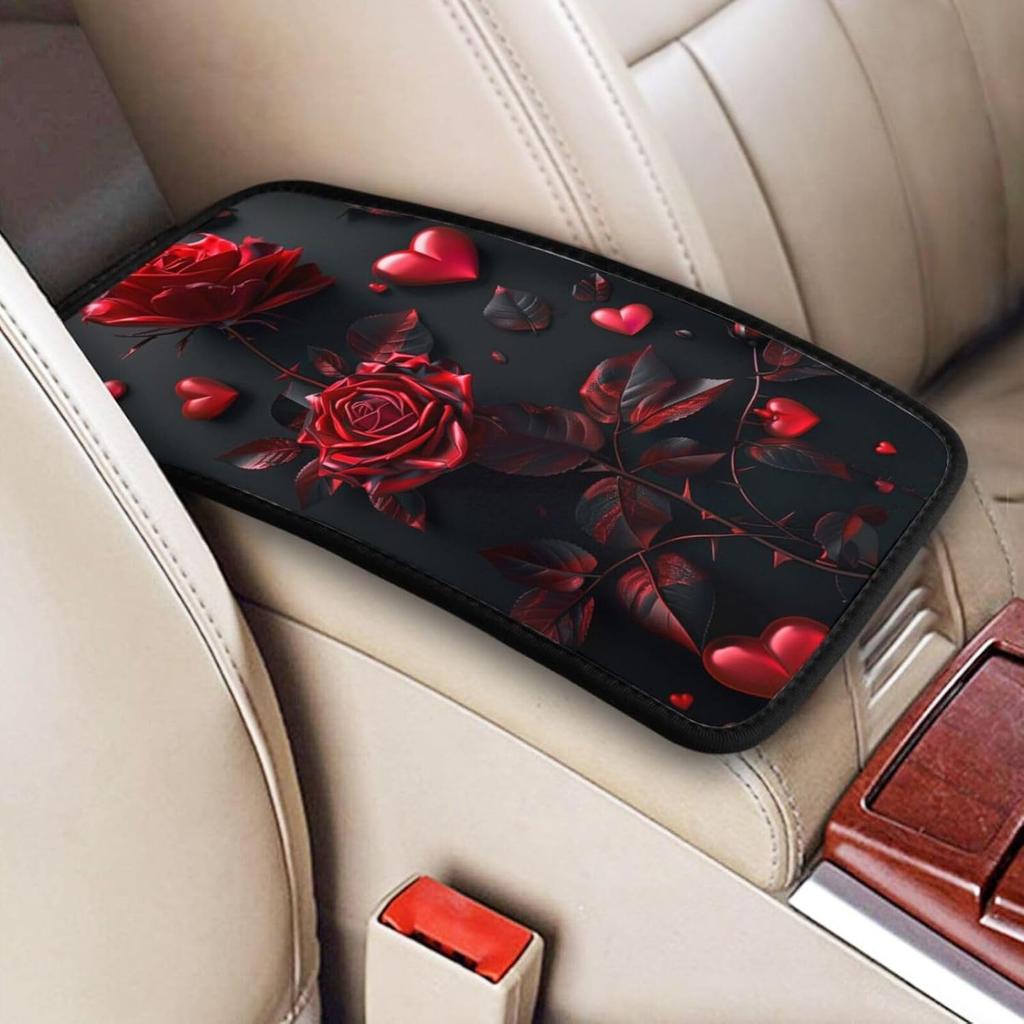 Universal Car Center Console Cushion Pad, Purple Butterfly Soft Waterproof Car Center Console Cover Auto Armrest Seat Box Cover Protector for Most