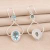 Natural Sky Blue Topaz Gemstone 925 Solid Silver Handmade Earrings 2.07" For Her EE-170-6