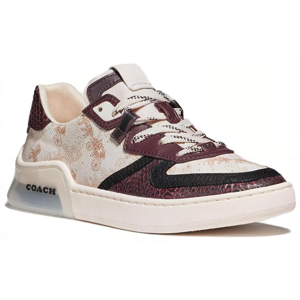 Coach Leather Horse And Carriage Print Low Top Fashion Sneakers Women sneakers White Red Brown G5504-RR8