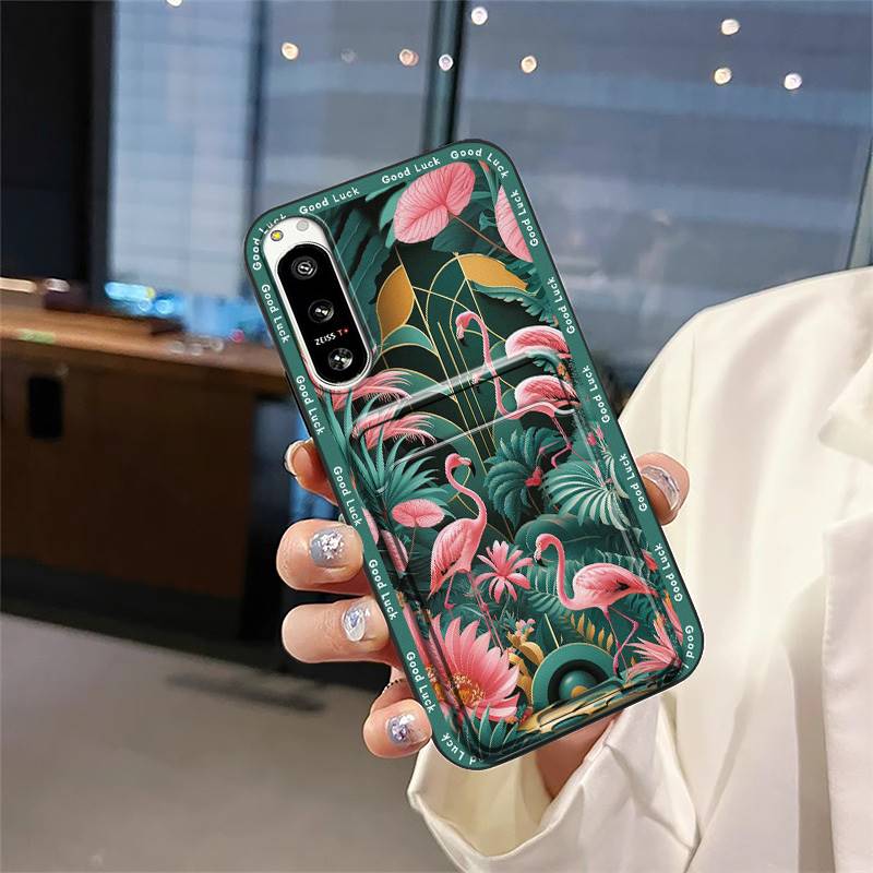 Anti-dust protective Phone Case For Sony Xperia5 IV Full wrap Back Cover Card slot Silicone Graffiti Durable Card bag