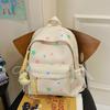 Cute Colorful Star Patterned Student Lightweight Backpack With Plush Pendant For Casual Use