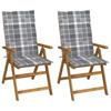 VidaXL Garden Reclining Chairs 2 Pcs with Cushions Acacia Wood