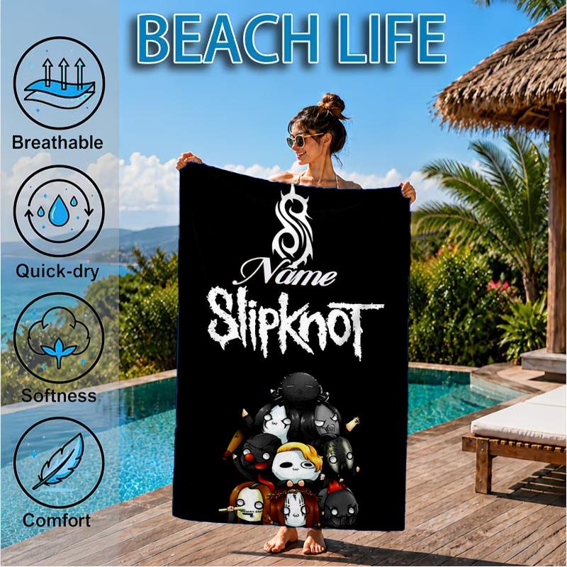 Custom Name Beach Towel Slipk-not Artistic Masks Microfiber Beach Towel, Lightweight for Summer Travel, Swimming Pool Fan Birthday Gift