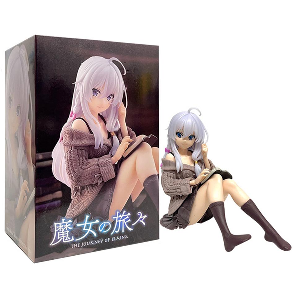 New The Journey of Elaina Anime Figures GK Model Elaina Sweater Doll Action Figure Room Decor Gift Toys 13cm