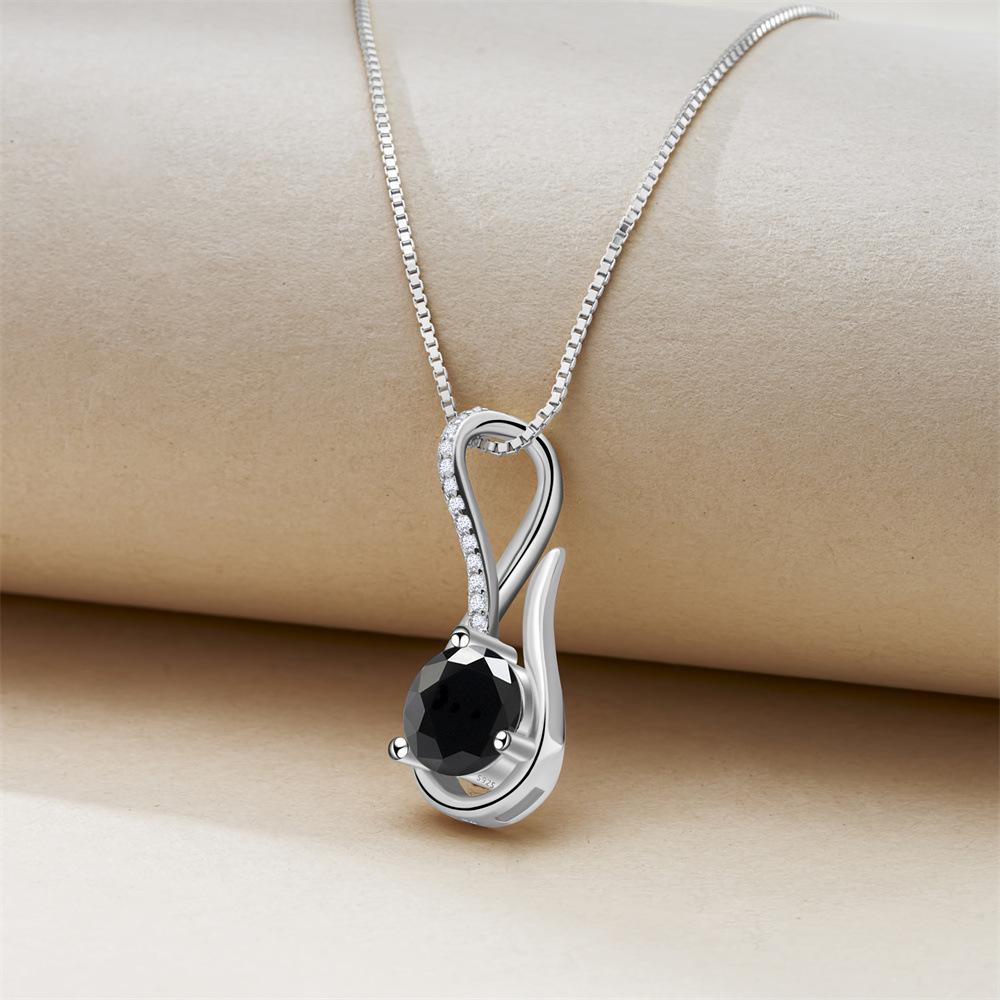 

2CT Round Moissanite Sterling Silver Necklace Romantic Valentine Gift D VVS1 High Grade Exquisite Moissanite Fine Jewelry 8mm чёрный