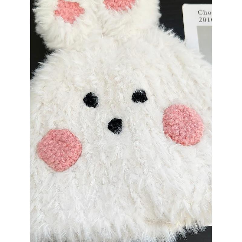 Cute Blush Bunny Plush Pullover Hat for Women In Autumn and Winter New Sweet and Versatile Warm Ear Protection Woolen Hat