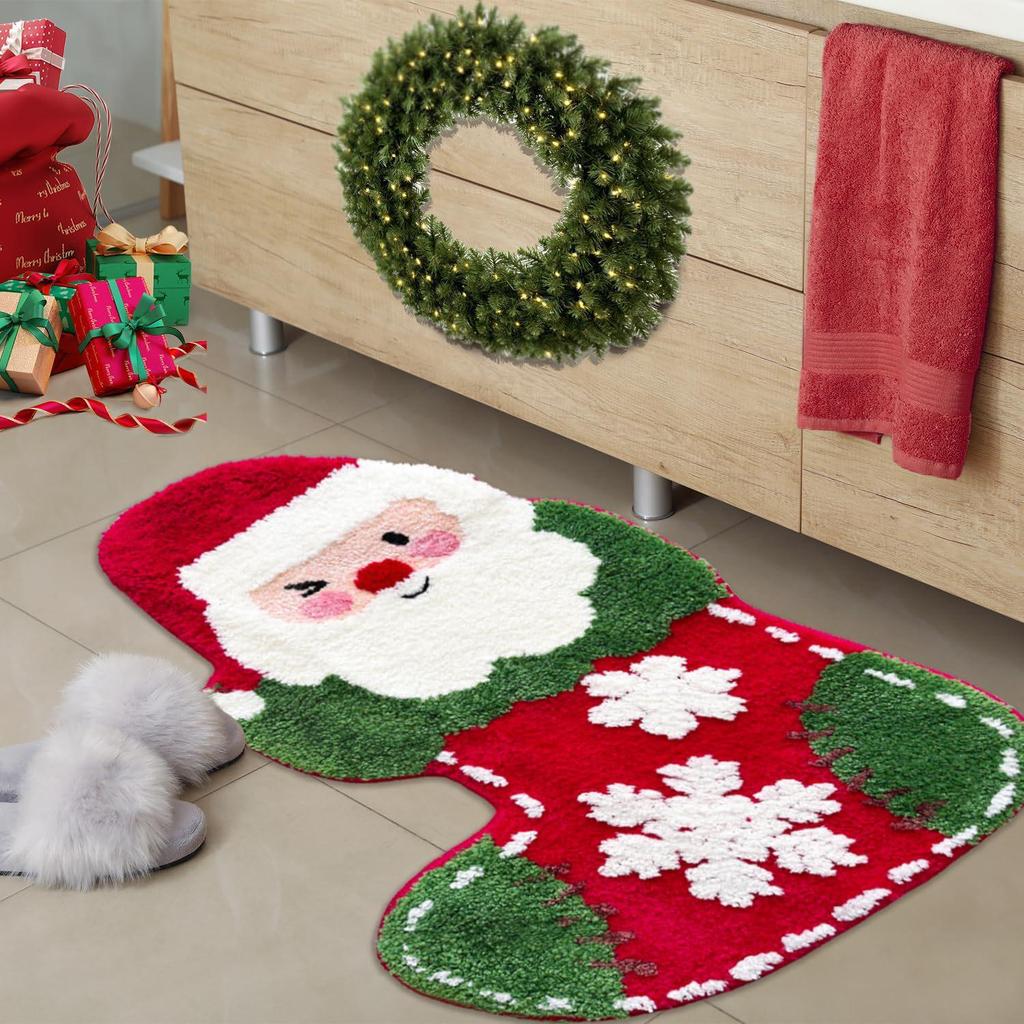 Imitation Cashmere Flocking Floor Mats: Christmas Tree, Bathroom, Door, and Holiday Décor