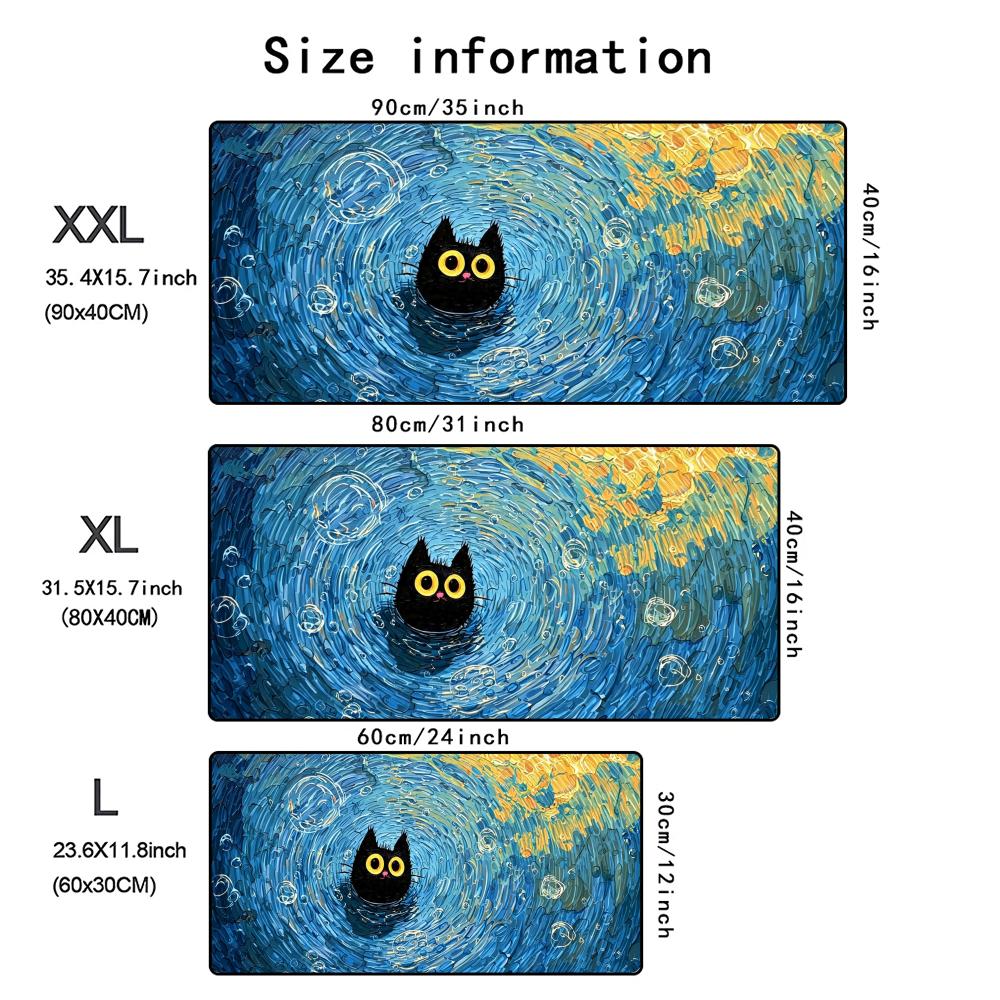Mouse Pad Anime Black Cat Mousepad Gaming Flowers Keyboard Pad Computer Desktop Mat Accessories Gamer Mausepad Office Pc Carpet