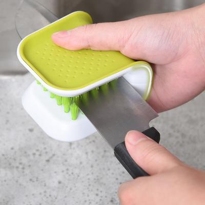 Spazzola per la pulizia delle posate a forma di U, setole rigide, per uso alimentare, senza BPA, riutilizzabile, design avvolgente, spazzola per coltelli, detergente per posate