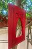 Red Painted Wooden Frame: Indian Jharokha Style, Rustic Wall Decor