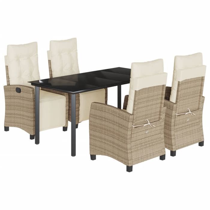 VidaXL Garden Dining Set with Cushions 5 Pcs, Table and Chairs with Adjustable Backrest, Outdoor Furniture 3213012