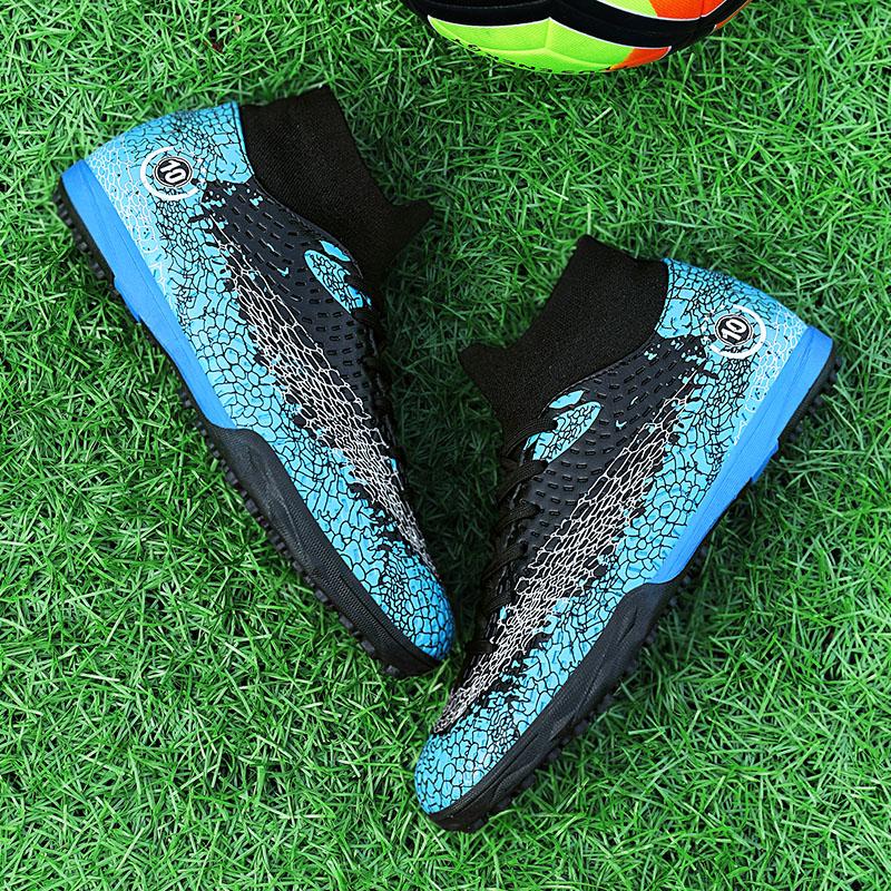 Men's Football Boots Rubber Soft Sole Short-nailed Artificial Turf Leather Youth Kids Football Boots