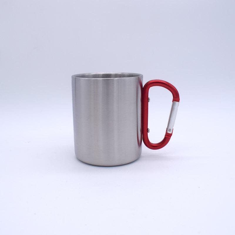 Camping Stainless Steel Carabiner Coffee Cup - Portable, Double-Layer, Available In Large and Small Sizes for Outdoor Sports