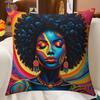 1pc, African Woman In Sun Pattern Pillowcase, Modern Style Cushion Cover Suitable for Home and Car Decorations, Perfect for Easter, Labor Day, Women's