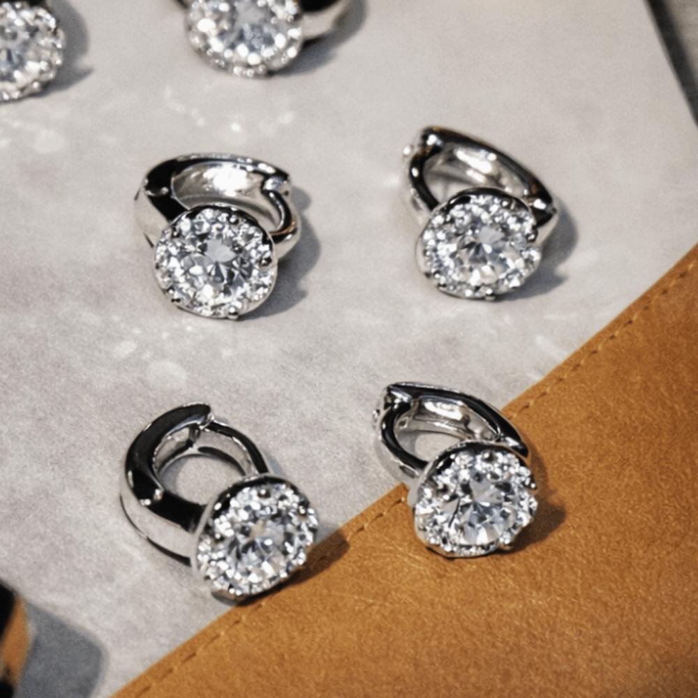 Adjustable Zircon Hoop Earrings Round Jewelry New Piercing Shiny Ear Buckles  Banquet