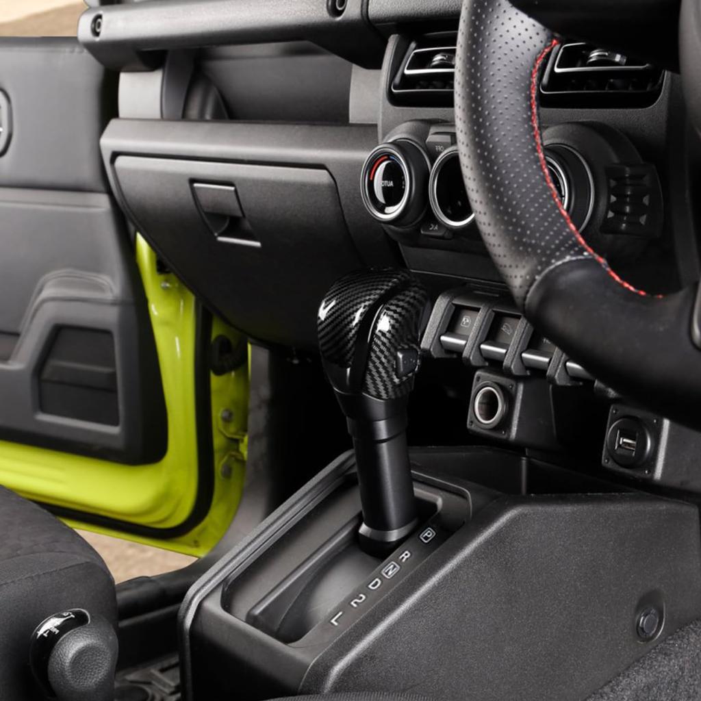 FDAIUN Car Shift Knob Decorative Cover for Suzuki Jimny 4th Generation Automatic Carbon Fiber Made of Stylish Suzuki Jimny Interior Tape Included