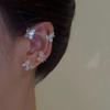 Silver Plated Metal Leaf Butterfly Clip Earrings for Women Ear Clips  Sparkling Zircon Ear Cuff Fashion Jewelry