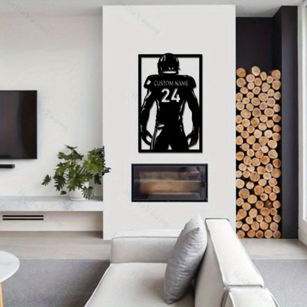 Customizable Metal Football Wall Art, Personalized Silhouette Fairy Tale Theme, Hot Sale Home Garden Decor