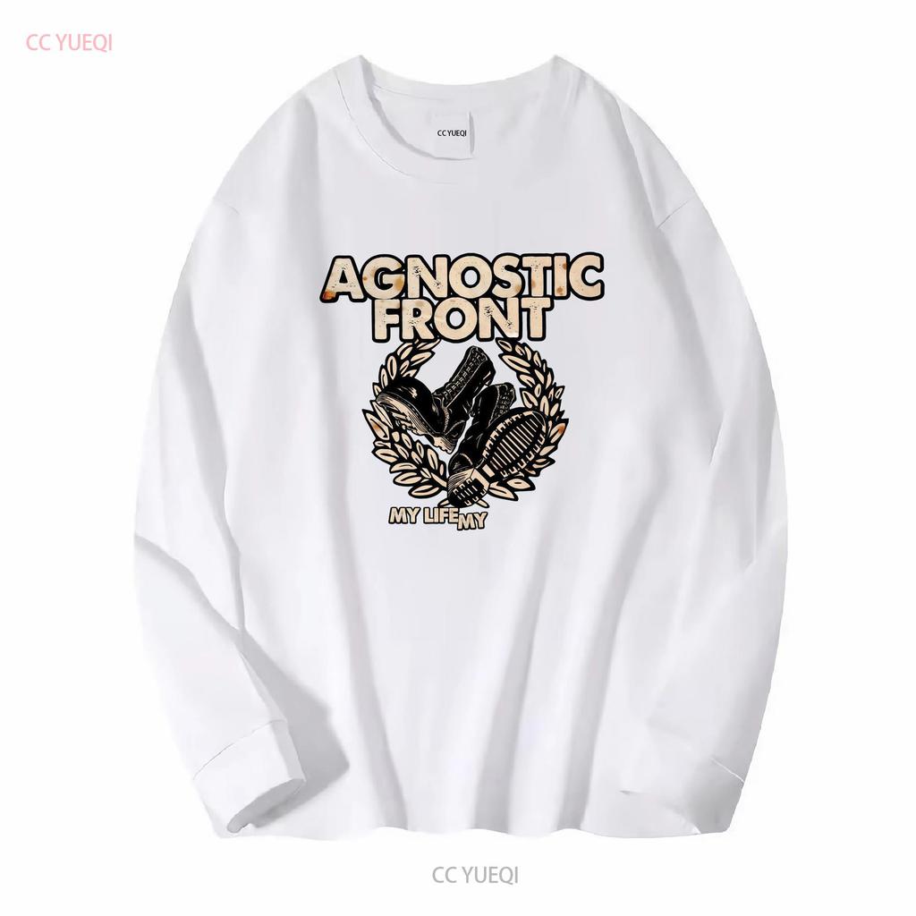 Agnostic Front Logo T Shirt MenS Cotton Classic Retro Vintage Washed Versatile Designer Clothes Stylish Fashion Breathable