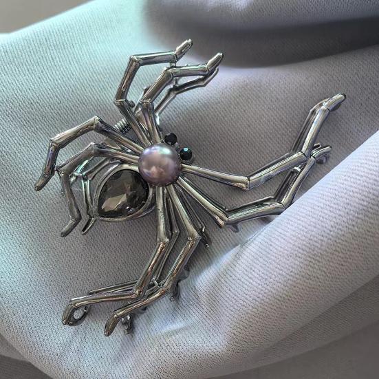 Halloween Hair Claw Black Spider Web Skeleton Hand Bat Shape Hair Clip Anti-slip Teeth Back Head Shark Hair Clip Styling Accessory