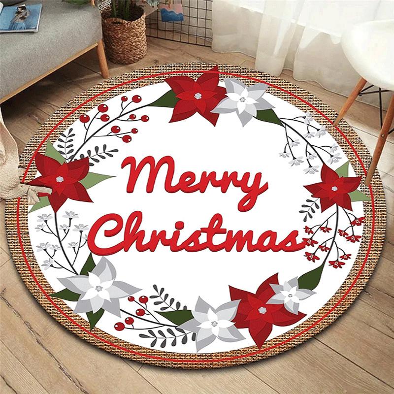 

1pc Soft, Absorbent & Non-Slip Merry Chrismas Round Rug, Perfect for Entryway, Living Room, Bedroom Decor, Machine Washable Flannel Memory F 80cm by 80cm