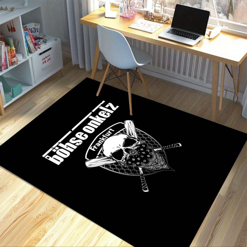 Skull Crossbones Emblem Carpet For Playroom Bedroom Living Room Sofa Home Decorkids Game Area Rug Nonslip Floor Mat