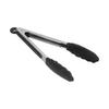 Silicone Food Tongs AntiScalding Stainless Steel Barbecue Clamp for Kitchen Home Outdoor(9in Black )