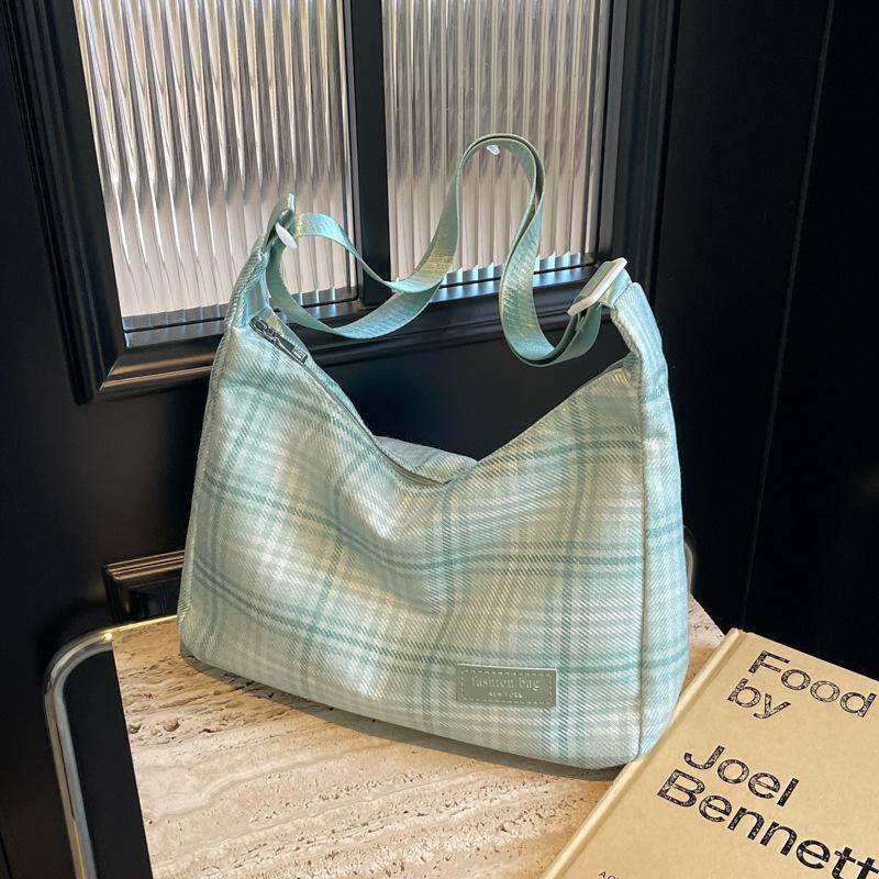 Trend Versatile Bag Women's 2025 Summer New Large-capacity Casual Plaid Small Square Bag Literary Messenger Bag