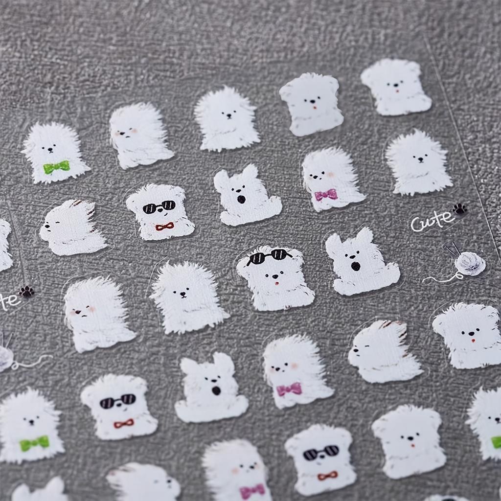 1pc Embossed Nail Sticker - Cute Cartoon Dog Design, Self-Adhesive Waterproof Nail Art Decoration for DIY Manicures