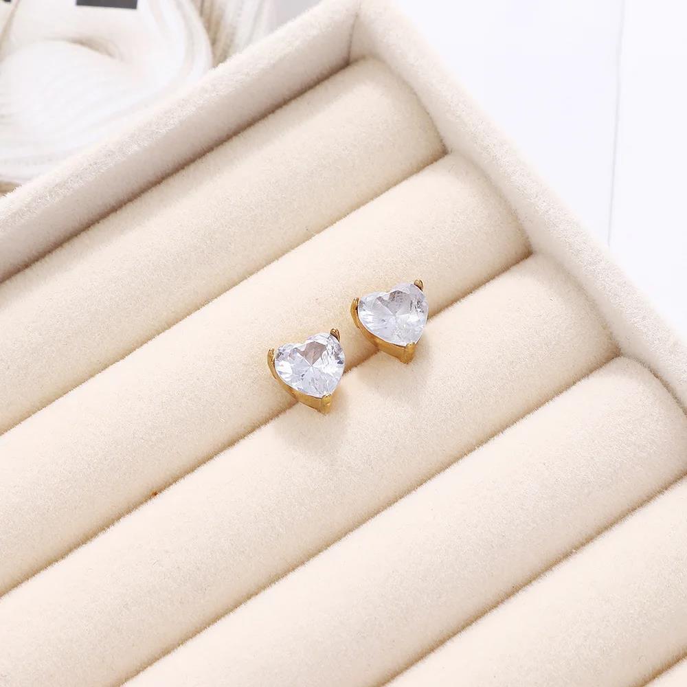 Titanium Stainless Steel Pendant Necklaces 18K Gold Plated Rhinestone Clay Heart Wing Charm Necklace For Women