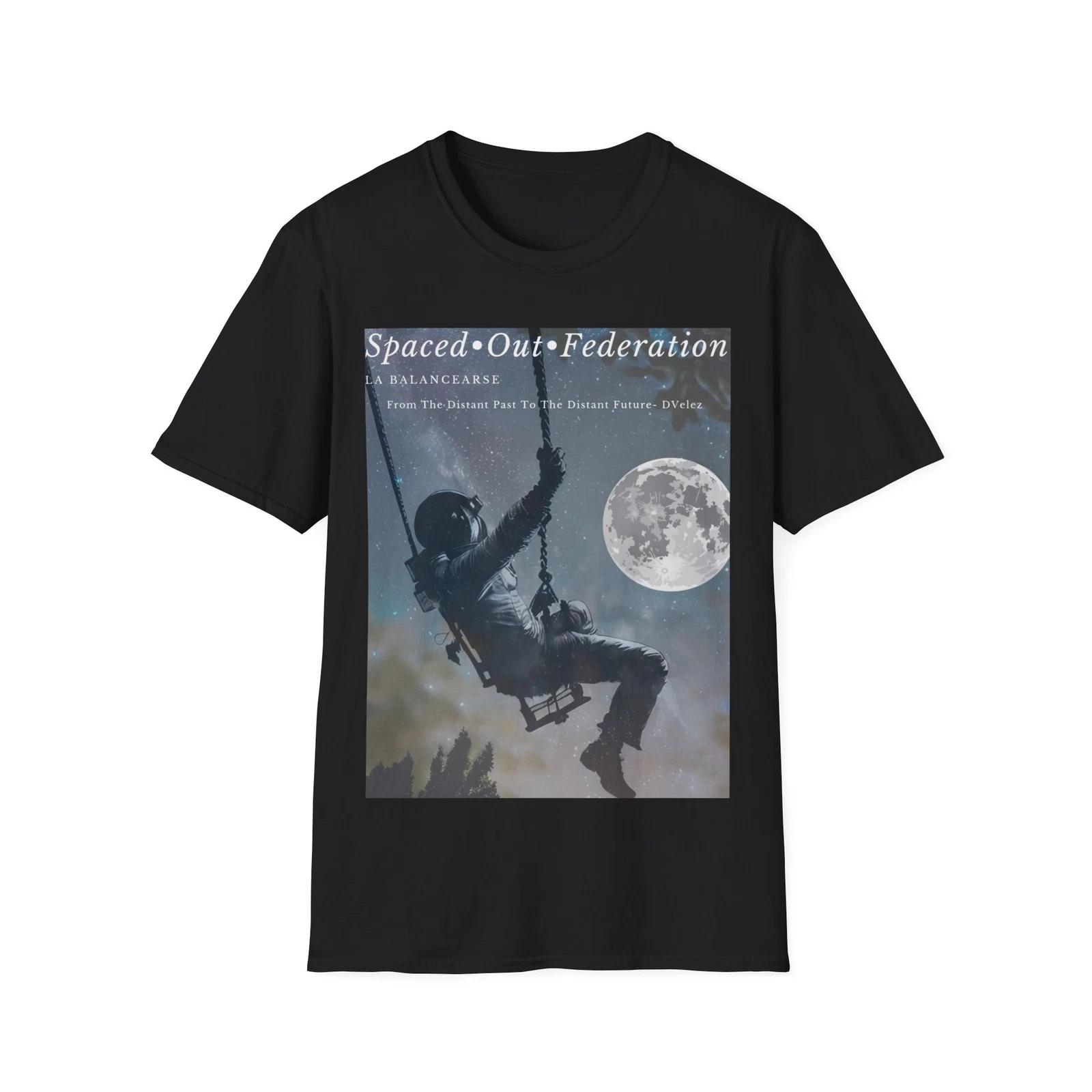 Astronaut Graphic Tee Shirt - Swing and Moon Design - Unisex Soft-Style T-Shirt XL