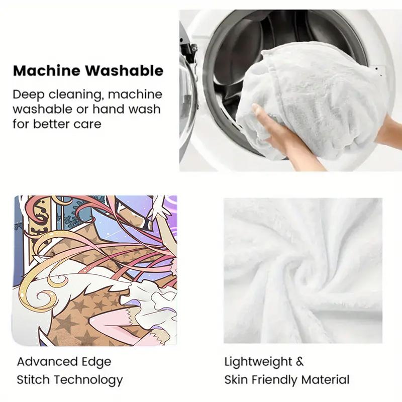 Magical Girls Madoka and Homura 2D Flat Pattern Flannel Blanket High quality All Seasons Warmth and Comfort Perfect for Christmas Gifts.DMT0925400