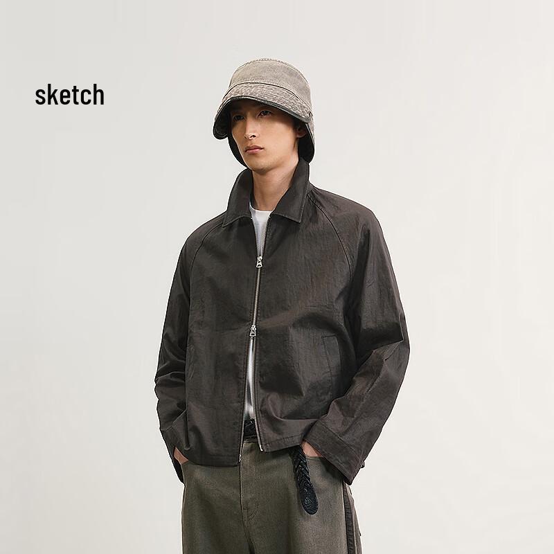 

Suxie Men s H-Shape Loose Fit Linen Collared Jacket L