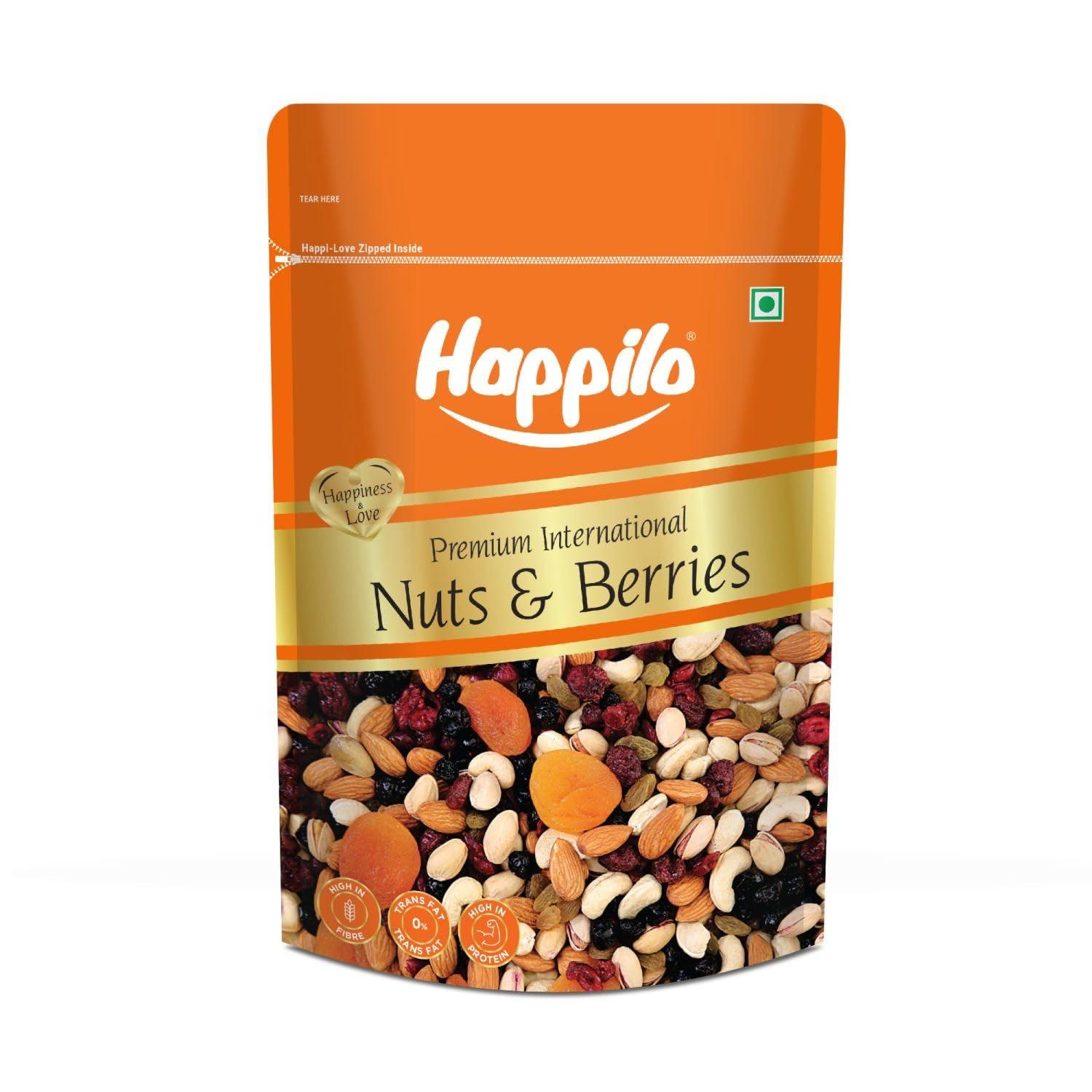 Смесь орехов и ягод (200 г), Premium International Nuts & Berries,  Happilo