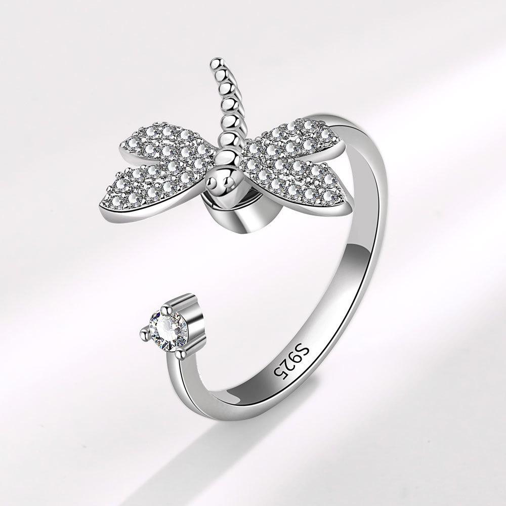 Fashionable Swirling Zirconia Ring With Dragonfly Design For Womens Stylish Jewelry